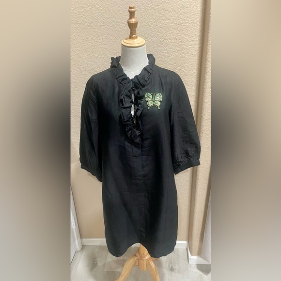 kate spade Dresses & Skirts - Kate Spade Black Shift Dress Ruffle Collar with Silk Cotton Pockets